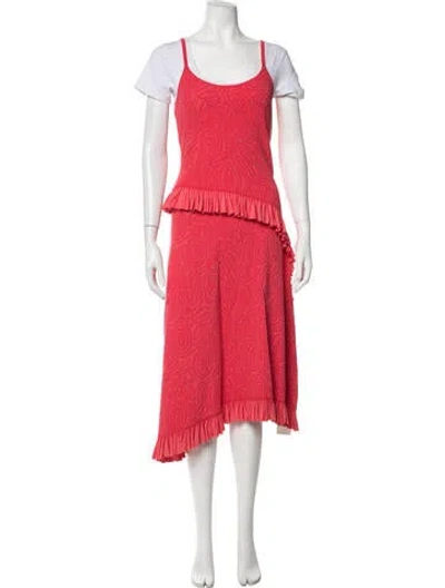 Pre-owned Ulla Johnson Patterned Ruffle Embellishment Skirt Set In Red