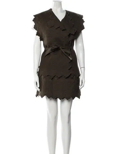 Pre-owned Ulla Johnson Patterned Scalloped Accent Skirt Set In Green
