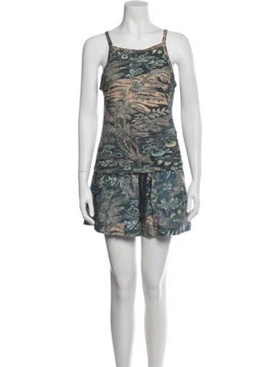 Pre-owned Ulla Johnson Patterned Short Set In Blue