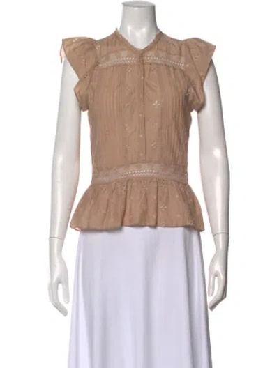 Pre-owned Ulla Johnson Patterned Short Sleeve Blouse In Neutral