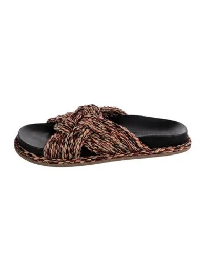 Pre-owned Ulla Johnson Patterned Slides In Brown