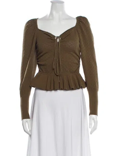 Pre-owned Ulla Johnson Patterned Square Neckline Blouse In Brown