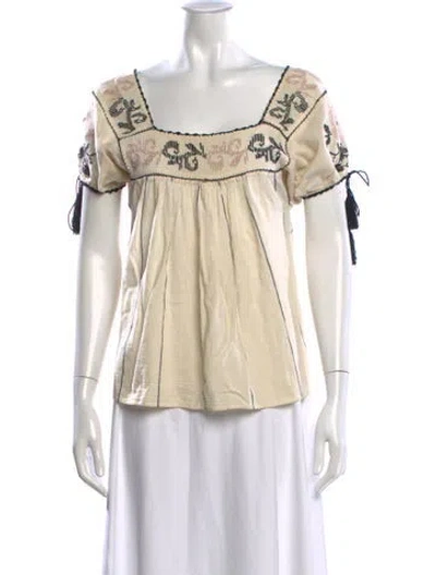Pre-owned Ulla Johnson Patterned Square Neckline Blouse In Neutral