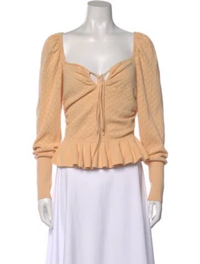 Pre-owned Ulla Johnson Patterned Square Neckline Blouse In Orange