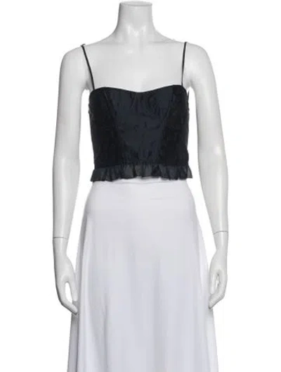 Pre-owned Ulla Johnson Patterned Square Neckline Crop Top In White