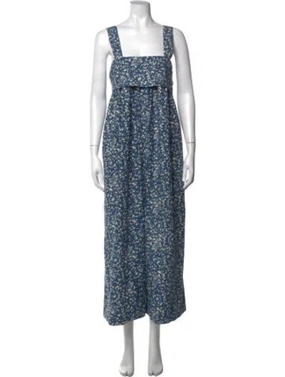 Pre-owned Ulla Johnson Patterned Square Neckline Jumpsuit In Blue