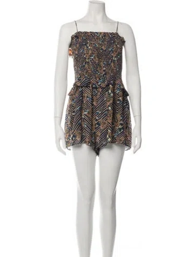 Pre-owned Ulla Johnson Patterned Square Neckline Romper In Multicolor