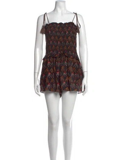 Pre-owned Ulla Johnson Patterned Square Neckline Romper In Pink