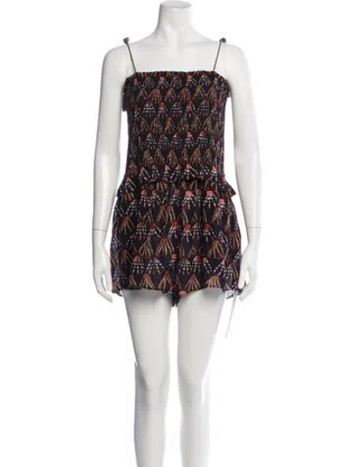 Pre-owned Ulla Johnson Patterned Square Neckline Romper In Purple