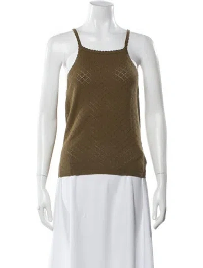 Pre-owned Ulla Johnson Patterned Square Neckline Top In Green