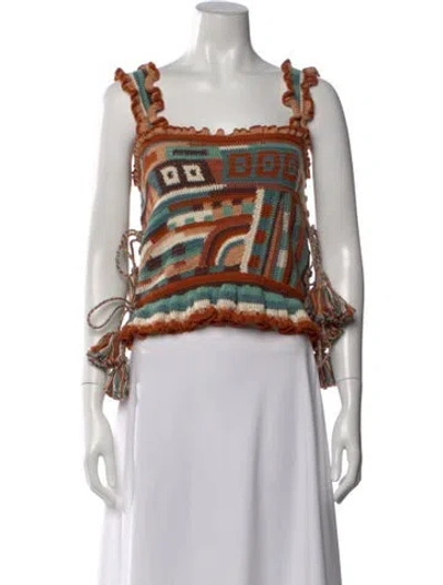 Pre-owned Ulla Johnson Patterned Square Neckline Top In Multi
