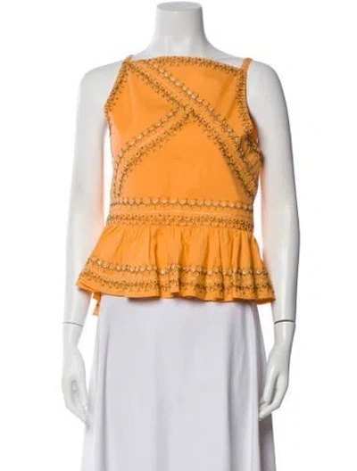Pre-owned Ulla Johnson Patterned Square Neckline Top In Yellow