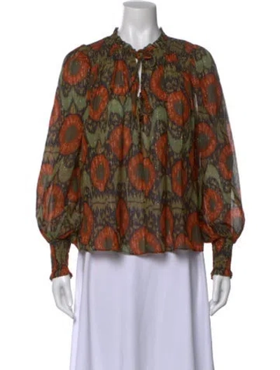 Pre-owned Ulla Johnson Patterned Tie Neck Blouse