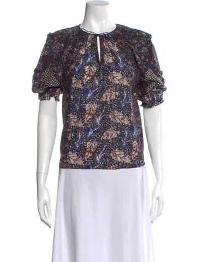 Pre-owned Ulla Johnson Patterned Tie Neck Blouse In Multi