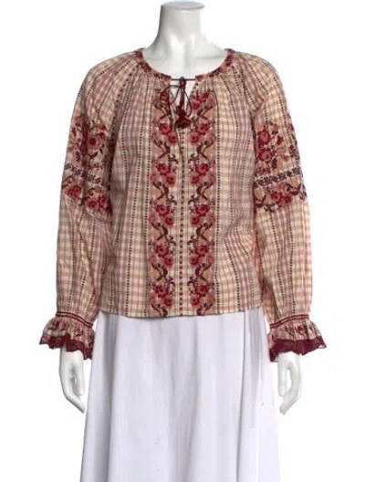Pre-owned Ulla Johnson Patterned Tie Neck Blouse In Multicolor