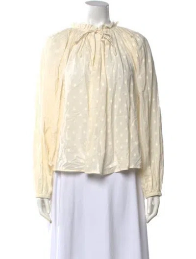 Pre-owned Ulla Johnson Patterned Tie Neck Blouse In Neutrals