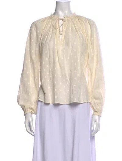Pre-owned Ulla Johnson Patterned Tie Neck Blouse In Neutrals