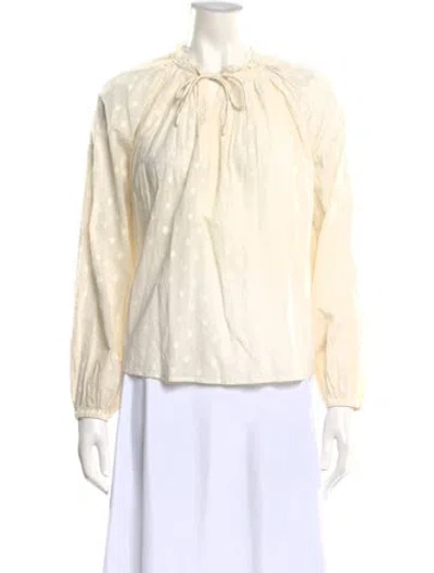 Pre-owned Ulla Johnson Patterned Tie Neck Blouse W/ Tags In Neutral