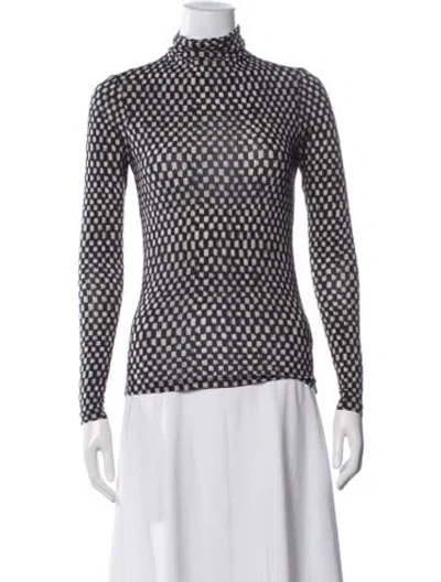 Pre-owned Ulla Johnson Patterned Turtleneck Sweater In Black