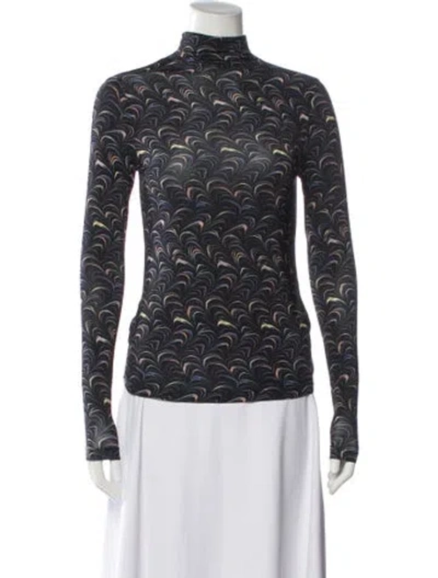 Pre-owned Ulla Johnson Patterned Turtleneck Top In Black