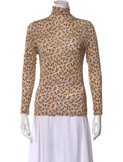 Pre-owned Ulla Johnson Patterned Turtleneck Top In Neutral