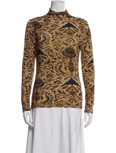 Pre-owned Ulla Johnson Patterned Turtleneck Top In Yellow