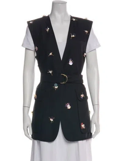 Pre-owned Ulla Johnson Patterned Vest In Black