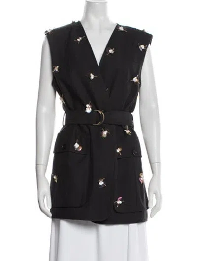 Pre-owned Ulla Johnson Patterned Vest W/ Tags In Black