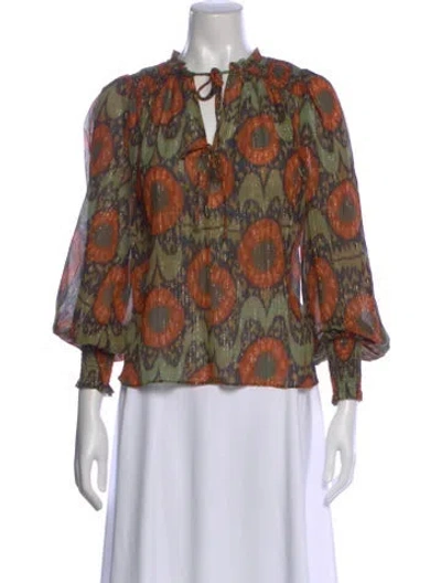 Pre-owned Ulla Johnson Patterned V-neck Blouse In Brown