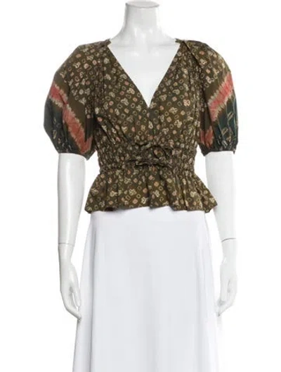 Pre-owned Ulla Johnson Patterned V-neck Blouse In Multi