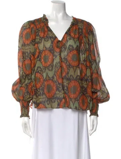 Pre-owned Ulla Johnson Patterned V-neck Blouse In Multi