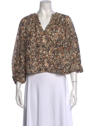 Pre-owned Ulla Johnson Patterned V-neck Blouse In Neutral