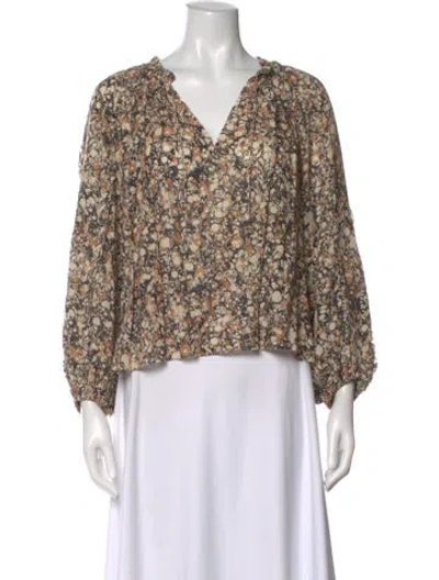 Pre-owned Ulla Johnson Patterned V-neck Blouse In Neutral