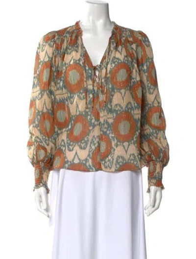 Pre-owned Ulla Johnson Patterned V-neck Blouse In Neutral