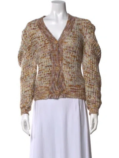 Pre-owned Ulla Johnson Patterned V-neck Sweater In Orange