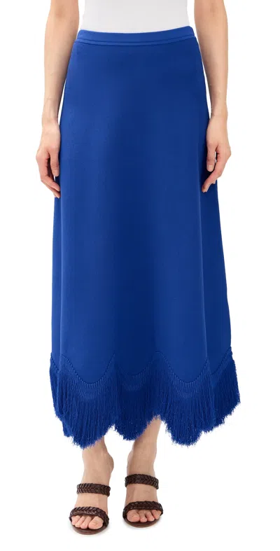 Ulla Johnson Paulina Knit Skirt With Fringe Cobalt In Blue