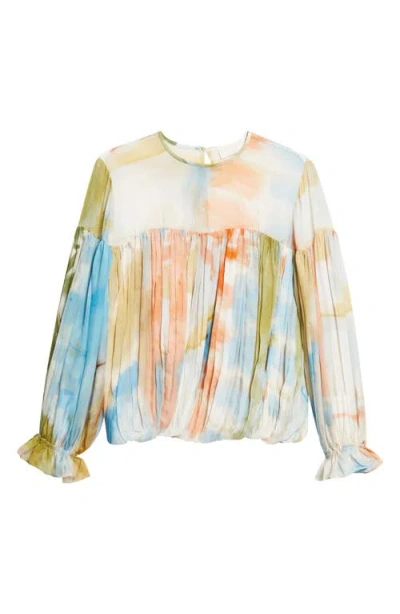 Ulla Johnson Pearl Pleated Printed Silk-chiffon Blouse In Multi