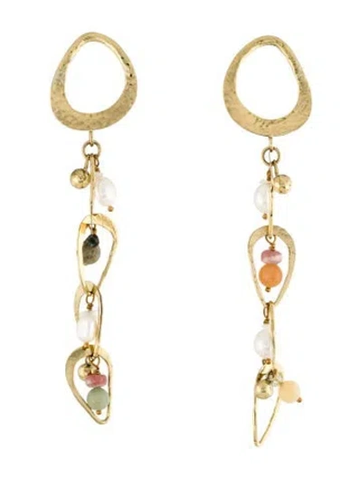 Pre-owned Ulla Johnson Pearl & Multistone Beaded Dangle Earrings