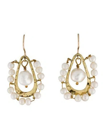 Pre-owned Ulla Johnson Pearl Beaded Drop Earrings In Multicolor