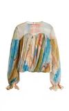 Ulla Johnson Pearl Draped Silk Blouse In Multi