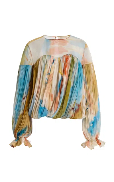 Ulla Johnson Pearl Draped Silk Blouse In Multi