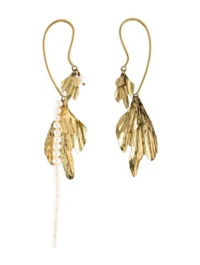 Pre-owned Ulla Johnson Pearl Mahina Draped Earrings In Multicolor