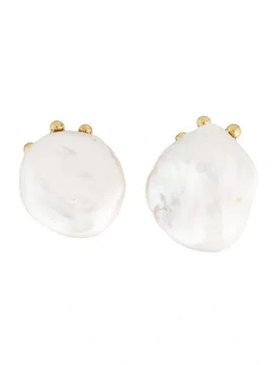 Pre-owned Ulla Johnson Pearl 'mini Stone' Stud Earrings In Multicolor