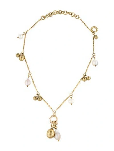 Pre-owned Ulla Johnson Pearl Multi-charm Necklace, 19.5"