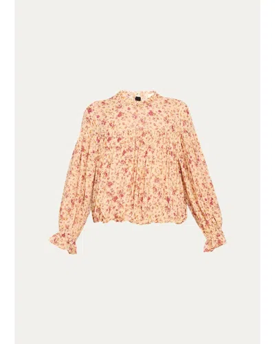 Ulla Johnson Pearl Silk Chiffon Blouse In Blush Mill