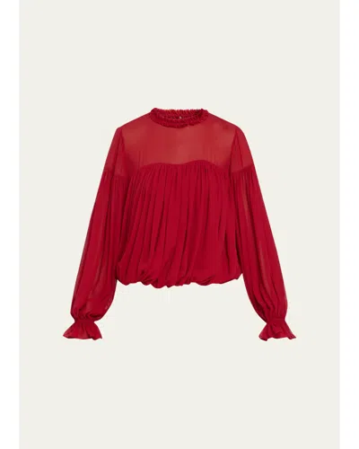 Ulla Johnson Pearl Silk Chiffon Blouse In Red