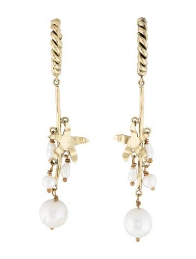 Pre-owned Ulla Johnson Pearl Talassa Drop Earrings In Multicolor