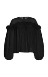 Ulla Johnson Peggy Gathered Silk Top In Black