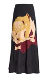Ulla Johnson Pera Printed Silk Midi Skirt In Black
