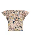 Ulla Johnson Perline Flutter-sleeve Zip Blouse In Metallic